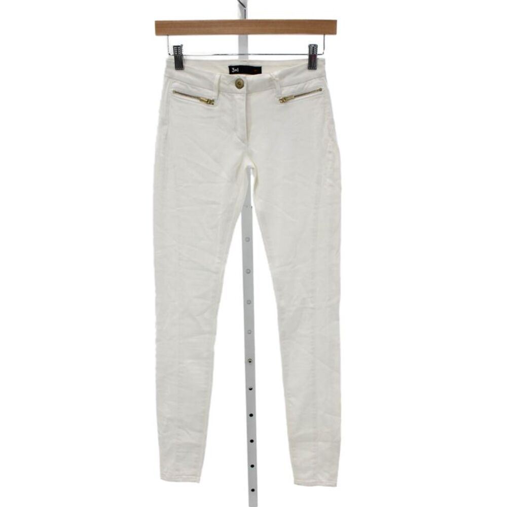 3x1 NYC Women Skinny White Cotton Jeans Button 26in Inseam Size 24
